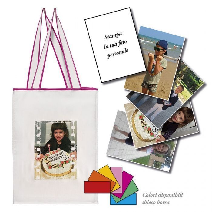 Borsa in canvas con stampa personalizzata verticale